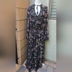 Elora Boho Paisley Long Sleeve Maxi Dress
